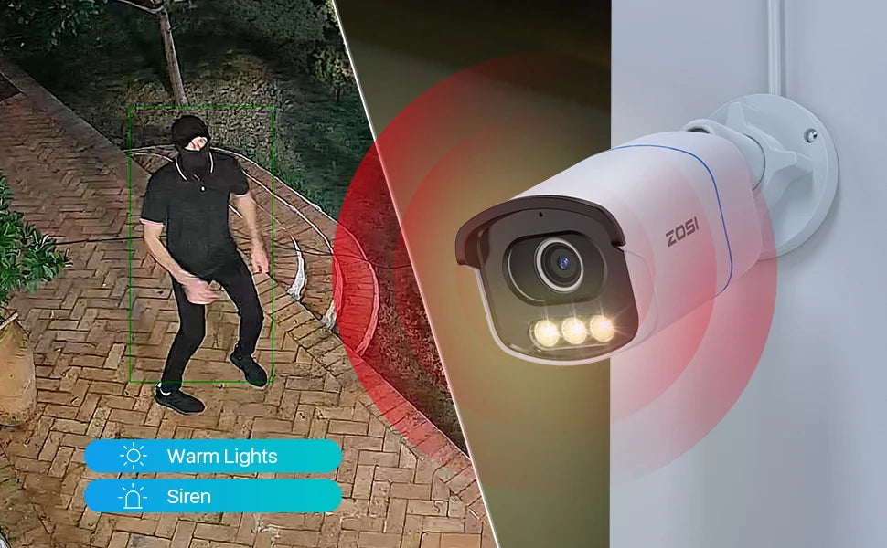 ZOSI C186 Aurora Lux 5MP 3K PoE IP Camera – True Color Night Vision, F1.0 Large Aperture & 1/1.79'' Image Sensor