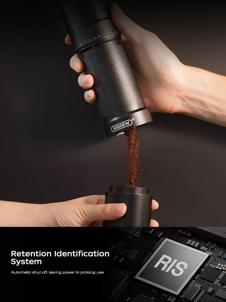 HiBREW G4C – 2-v-1 ročni in električni mlinček za kavo | 40 mm titanovi stožčasti mlinček | Prenosen visokonatančni mlinček za espresso