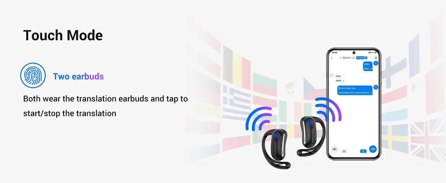 Wooask F56 Smart Translator Earbuds 144 Languages OWS Real-Time