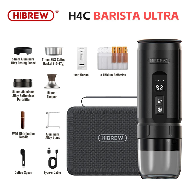 HiBREW H4C – Portable Wireless Espresso Machine | Removable Battery & Fast Heating