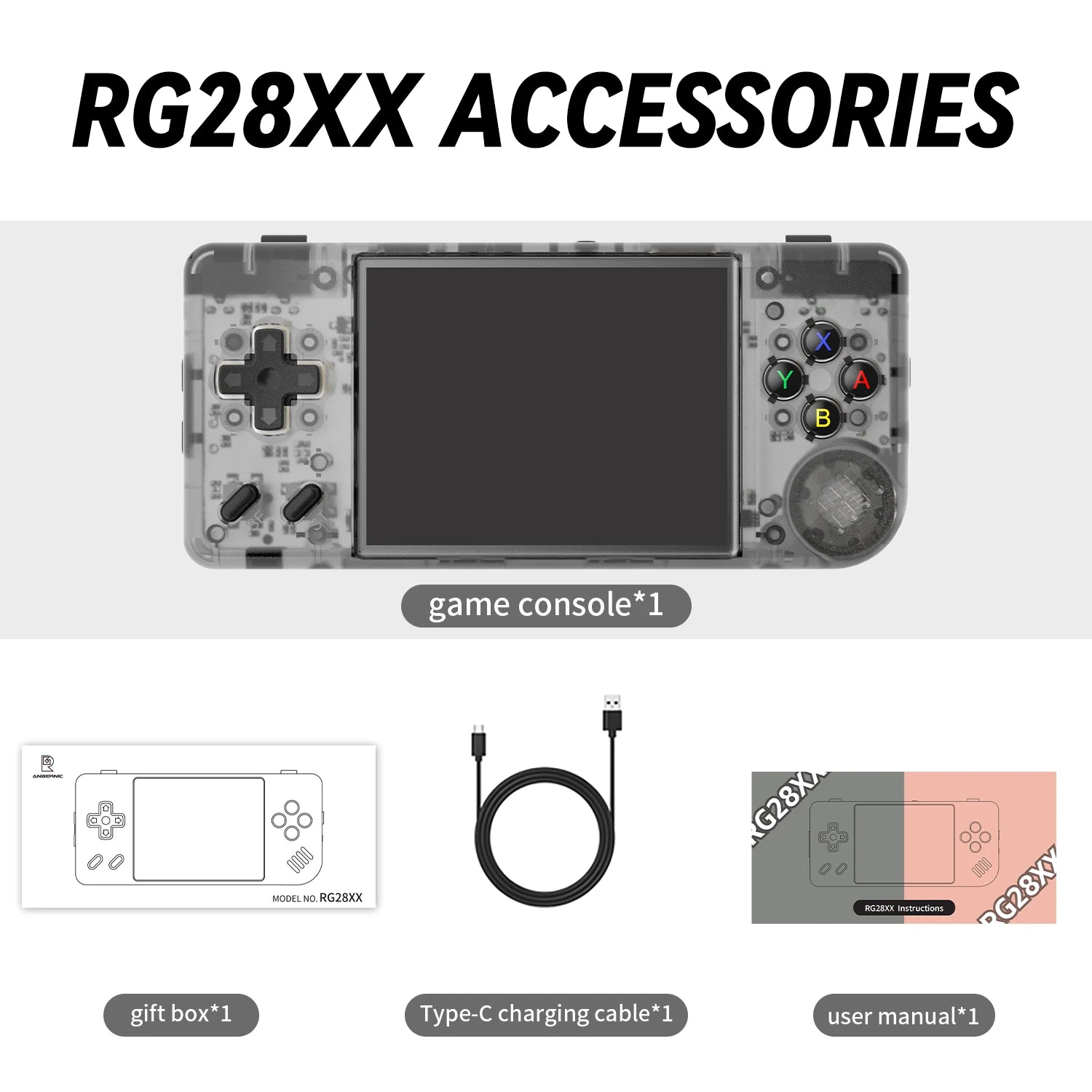 Anbernic RG28XX 2.83'' IPS Portable Handheld Game Players Linux System Retro Video Games Console Mini Arcade PS1 GB GBA - Limetastore