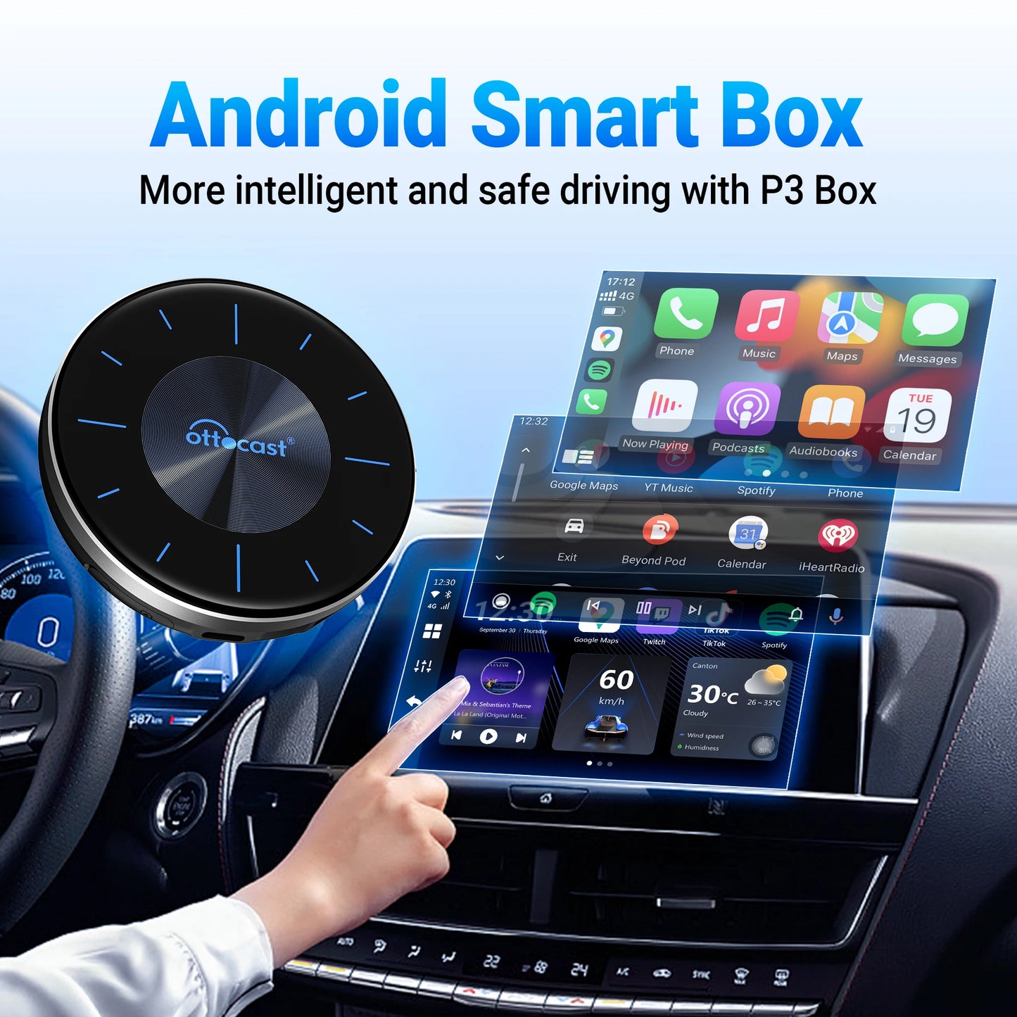 OTTOCAST P3 Wireless CarPlay Android AI Box with HDMI