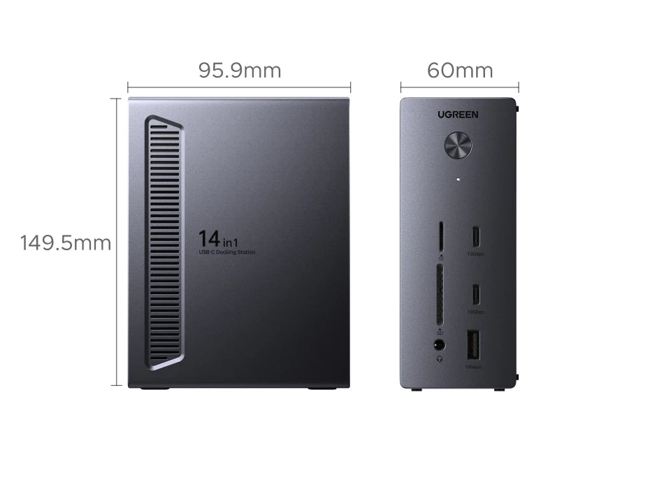 UGREEN 14‑in‑1 USB‑C Docking Station with 4K120Hz DisplayPort, Dual 4K60Hz HDMI