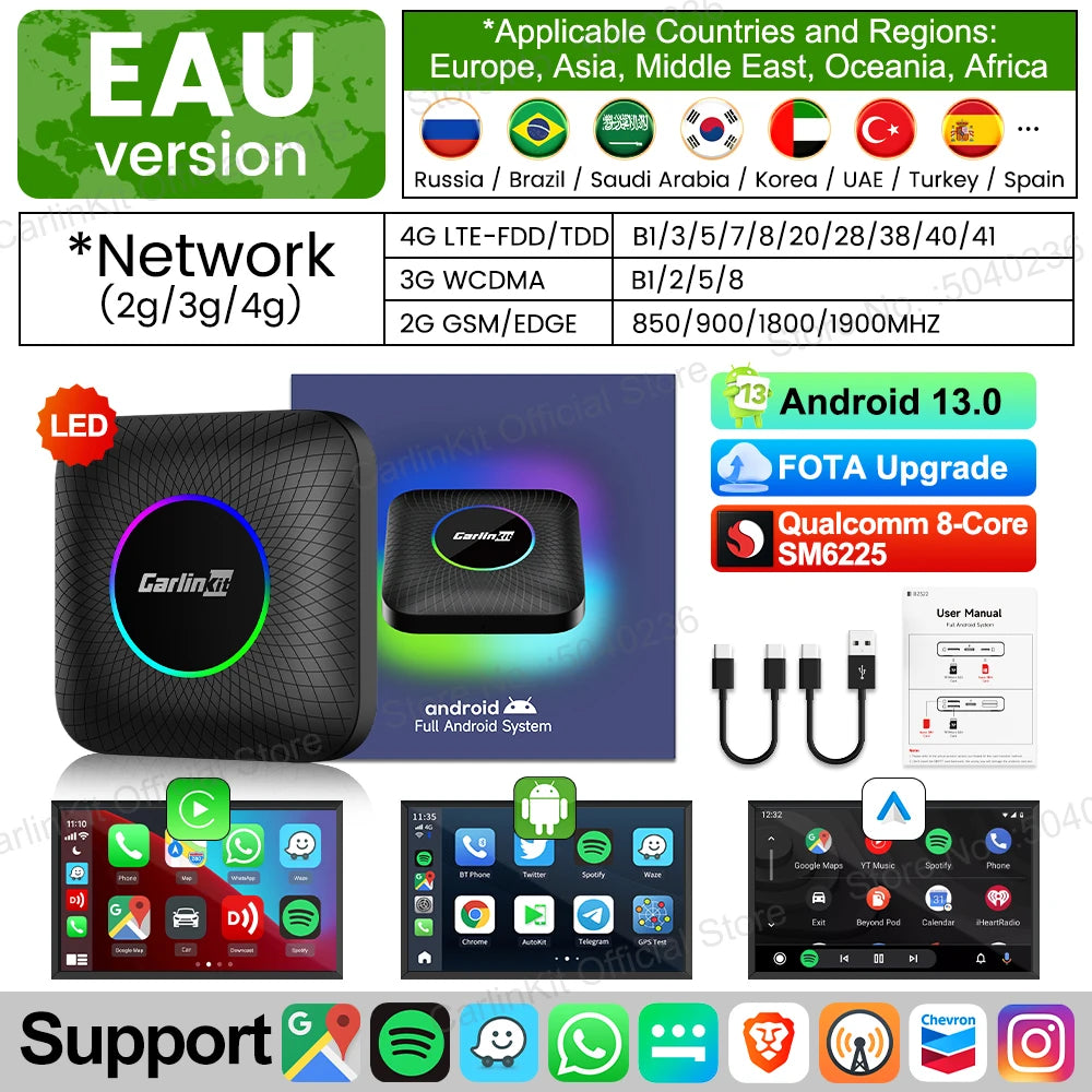 CarlinKit Android 13 8+128GB SIM Wireless CarPlay AI Box