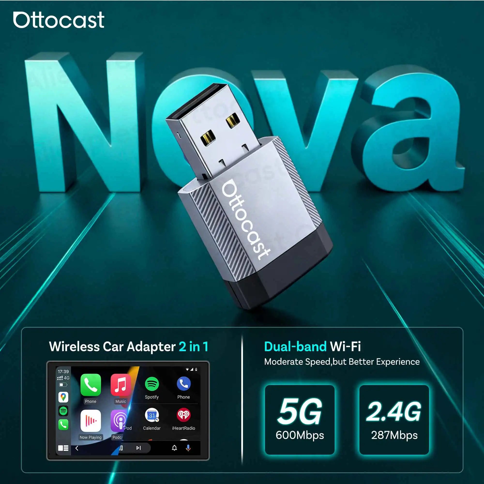 OTTOCAST Mini Nova Cube 3.0 Wireless CarPlay Adapter