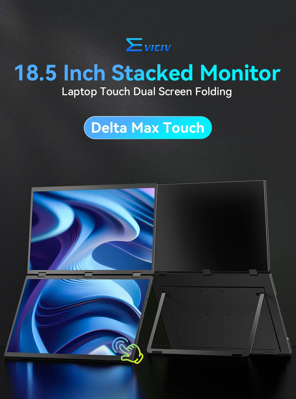 EVICIV 18.5'' 100Hz Touchscreen Dual Portable Monitor 1080P Travel Foldable Screen Extender Double Mobile Computer Display - Limetastore