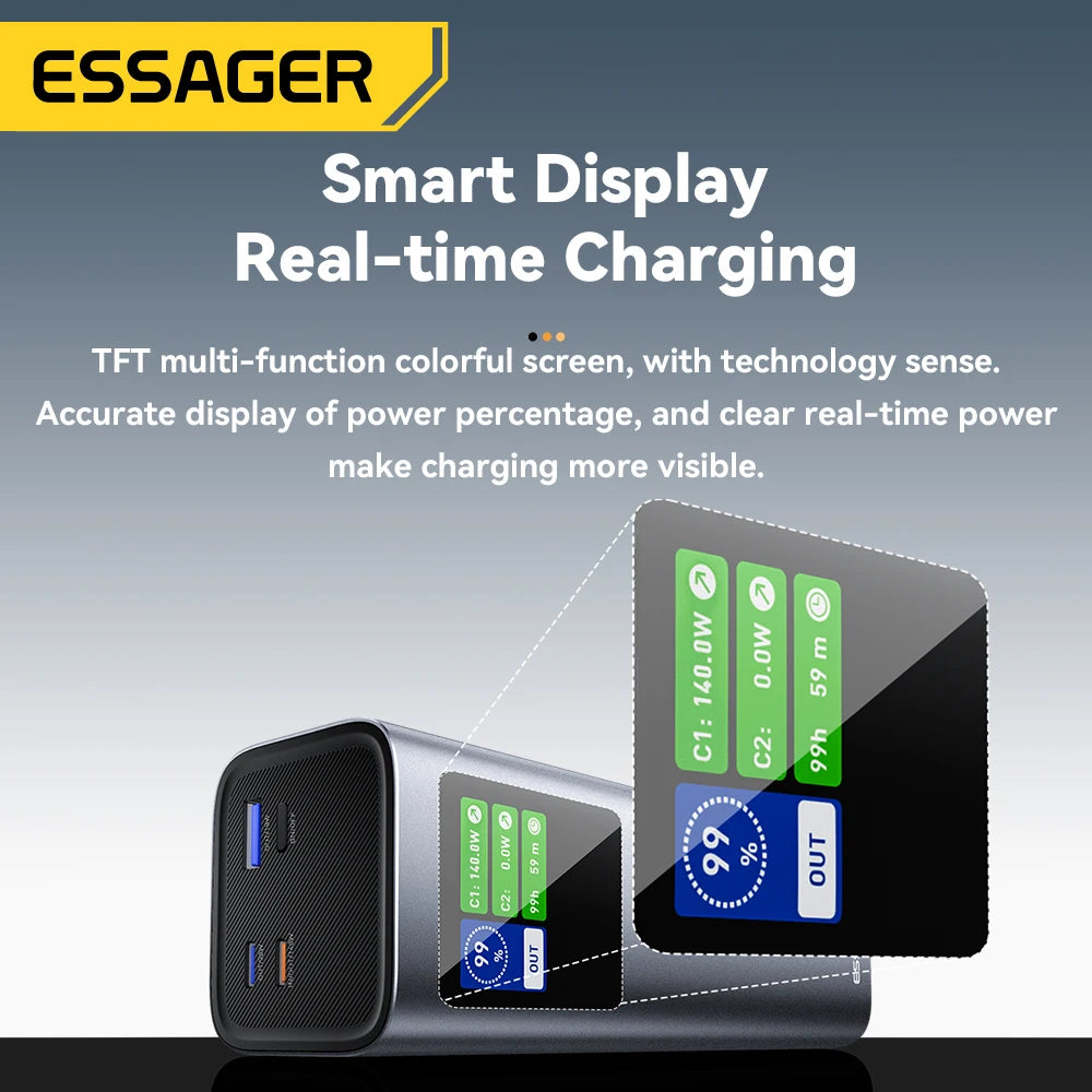 ESSAGER 140W USB-C Power Bank 27000mAh PD3.1 with Digital Display – Super Fast Charging