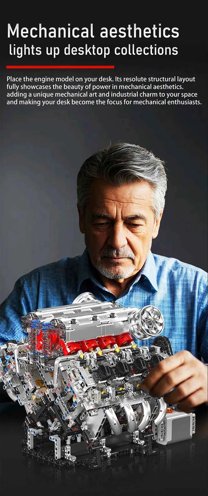 Mould King 10130 F488 Supercar V8 Engine Building Set | Technical Car Part - Limetastore