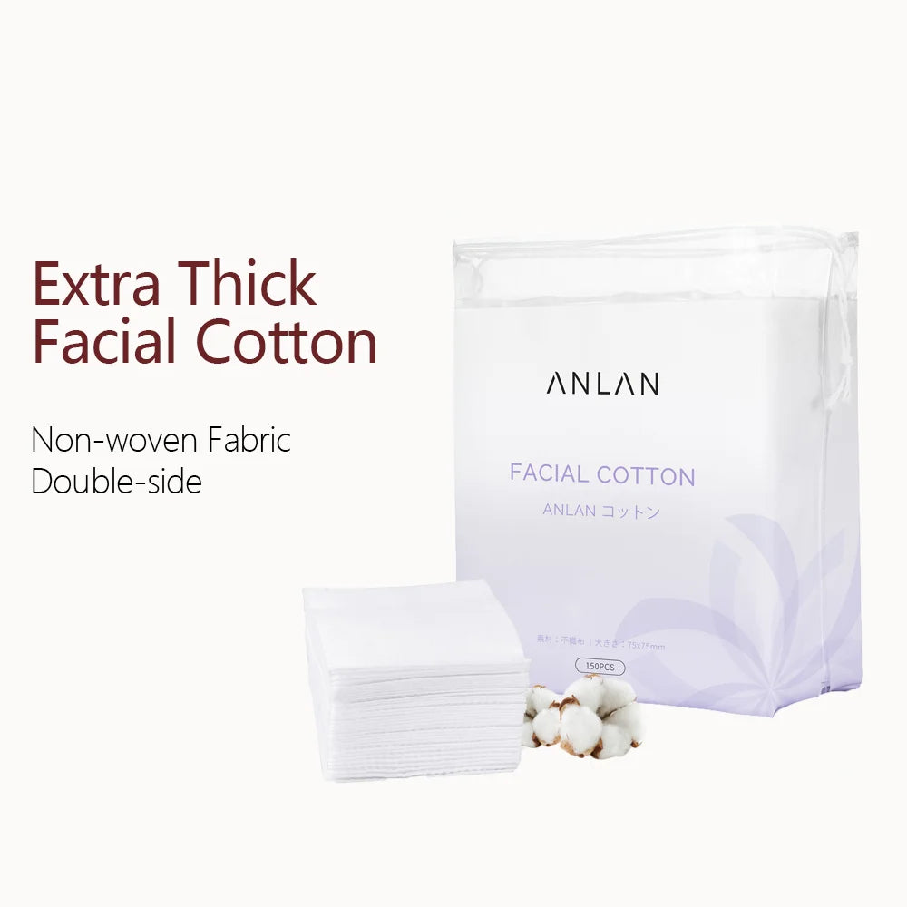 ANLAN Facial Cotton Pads | 150pcs, Extra Thick, 3‑Layer, Double‑Sided