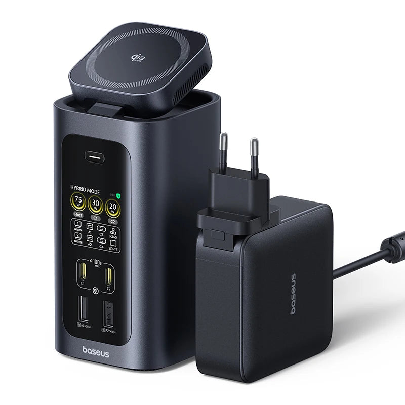 Baseus 160W 15‑in‑1 USB‑C HUB | Dual HDMI 4K@120Hz, Qi2.2 25W Wireless Charger