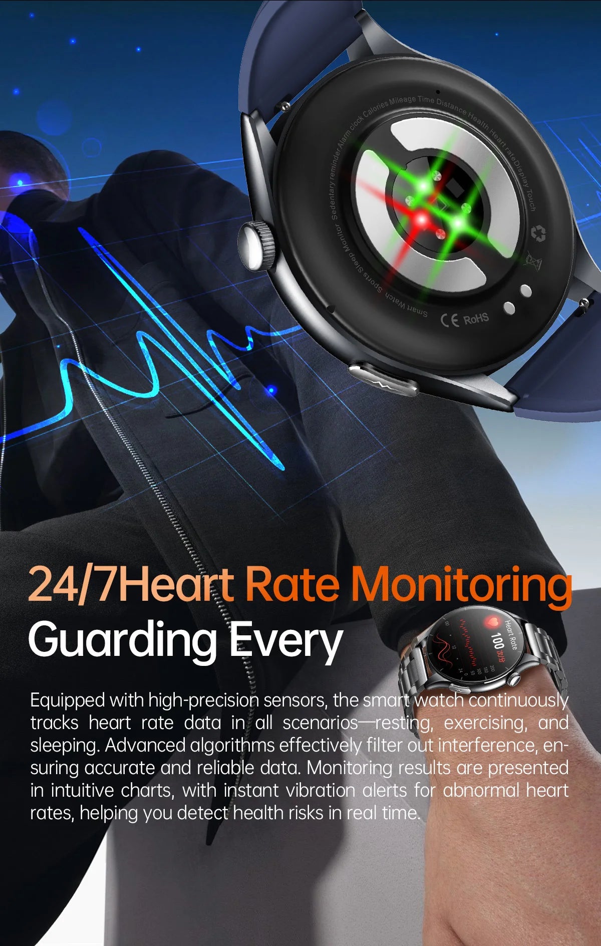 2025 New BMI Body Fat Blood Analysis Health Smartwatch NFC Bluetooth Call Smart Watch Led Flashlight Outdoor Sports Clock's Men - Limetastore