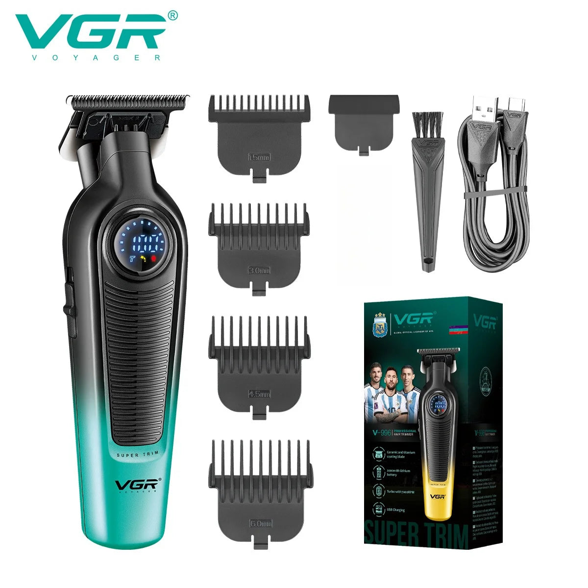 VGR Hair Cutting Machine Cordless Trimmer Electric Hair Clipper Rechargeable Haircut Barber Professional Trimmer for Men V-996