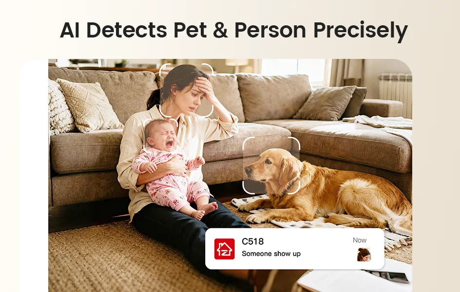 ZOSI C518 2K/4K Indoor Pan‑Tilt Smart WiFi Camera – 360° Baby & Pet Monitor with AI Human Tracking