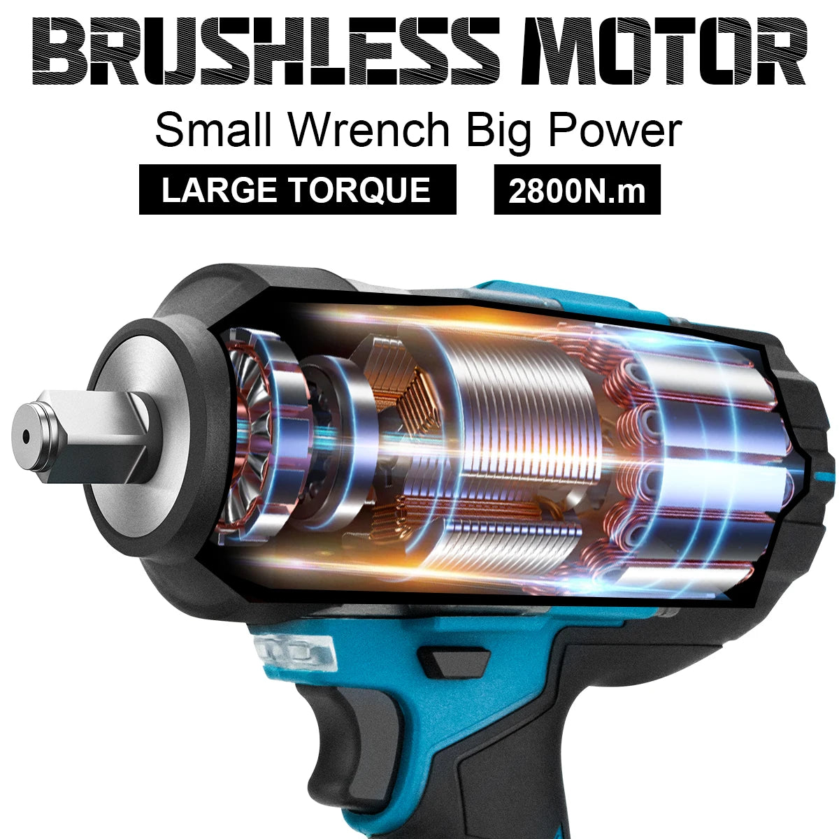 Gisam 2800N.m Brushless Impact Wrench 1/2" for Makita 18V