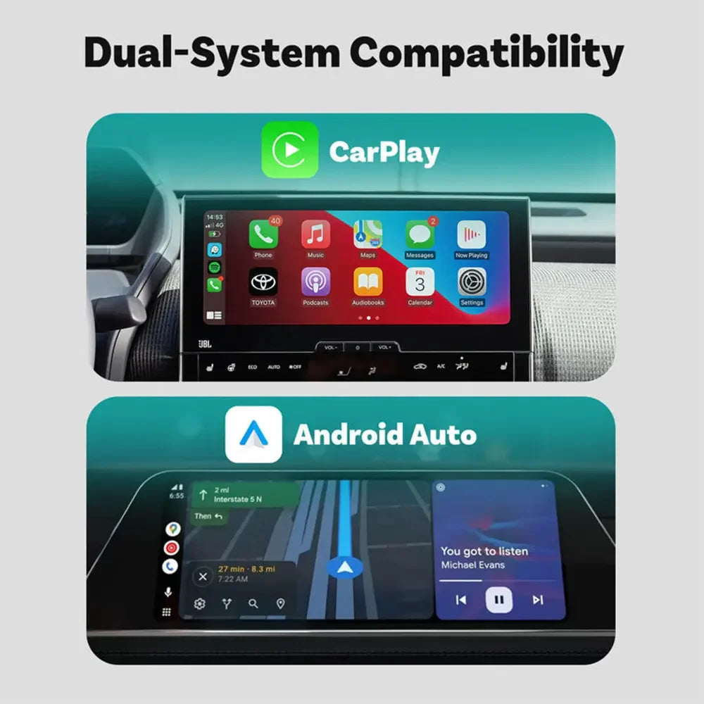 OTTOCAST Express 2‑in‑1 Wireless CarPlay & Android Auto Adapter
