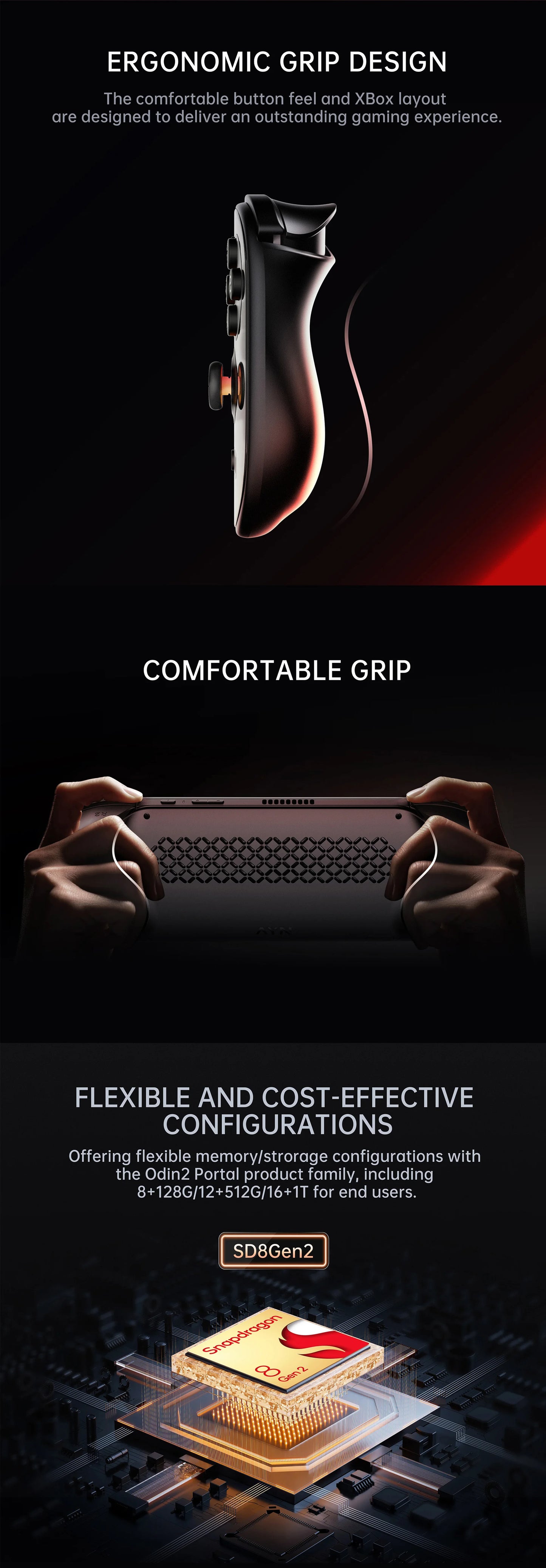 AMPOWN AYN Odin 2 Portal Handheld Game Players 7-Inch OLED 8Gen2 8000mAh Android 13 Portable Retro Video Game Custom Wireless - Limetastore