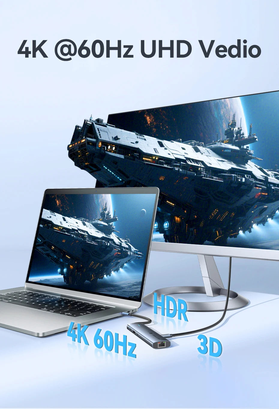 Vention USB‑C 9‑in‑1 Hub | HDMI 4K 60Hz, PD 100W, RJ45, USB 3.0 Docking Station