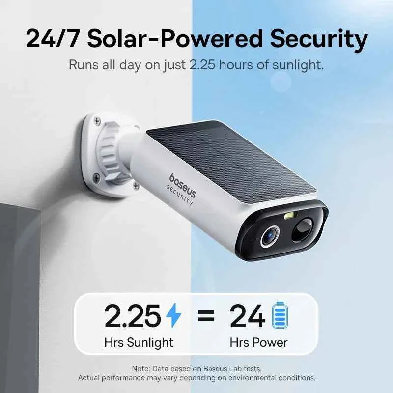 Baseus Security S1 Lite Solar Security Camera Wireless Outdoor Camera Continuous Power 2K Resolution 135°FOV IP67 Wifi Camera - Limetastore