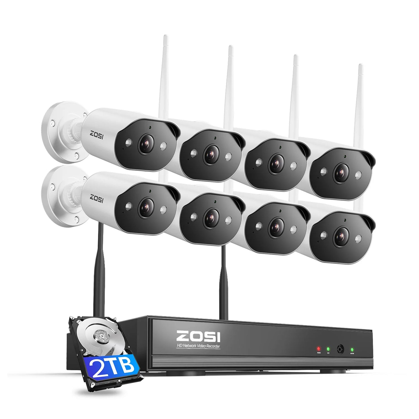 ZOSI 2K Wi‑Fi 6 Security Camera System – 3MP Indoor/Outdoor Wireless IP Cameras with 2‑Way Audio