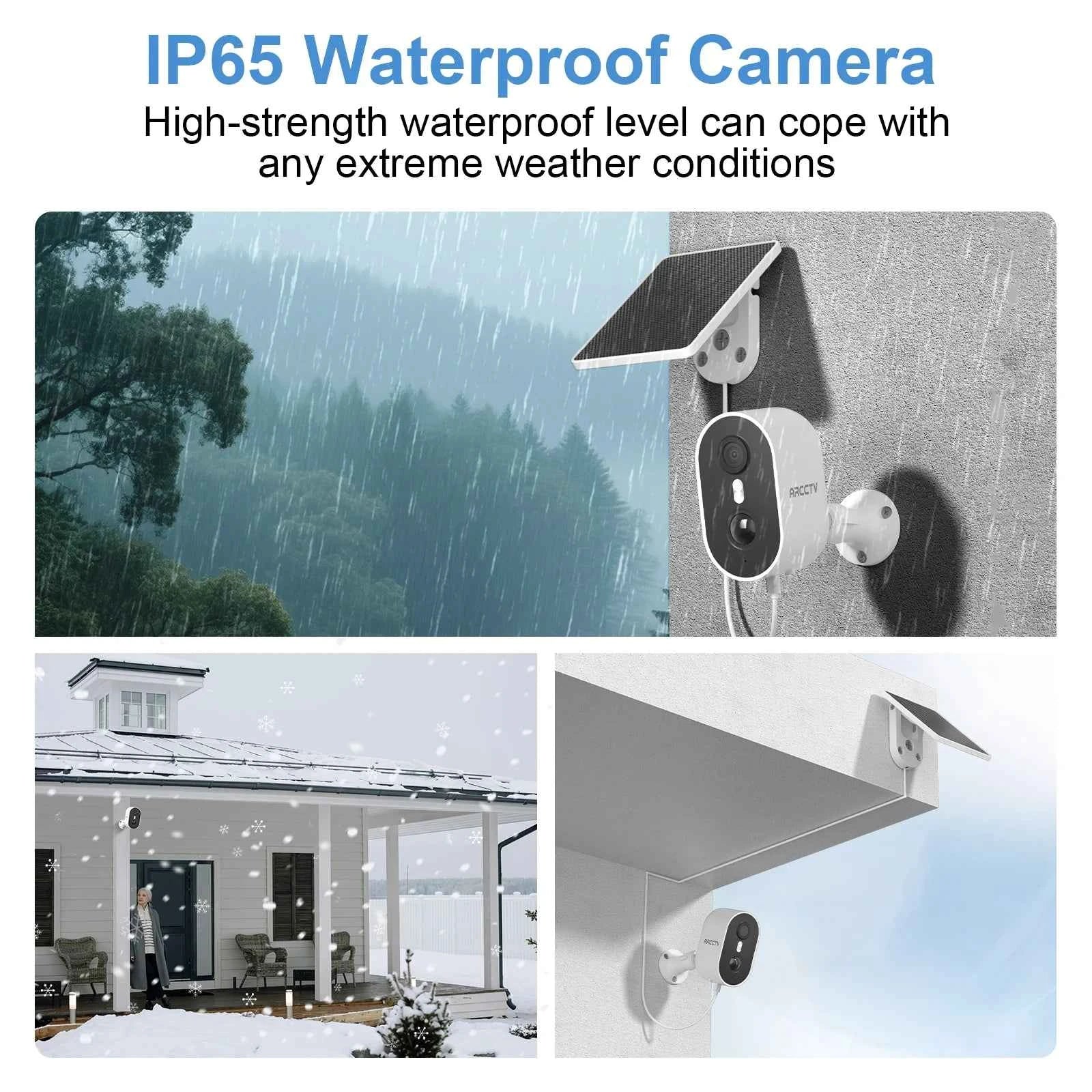 ARCCTV 4MP Solar WiFi Surveillance Camera Two Way Audio Humanoid Detection Outdoor Wireless Security Camera Color Night Vision - Limetastore