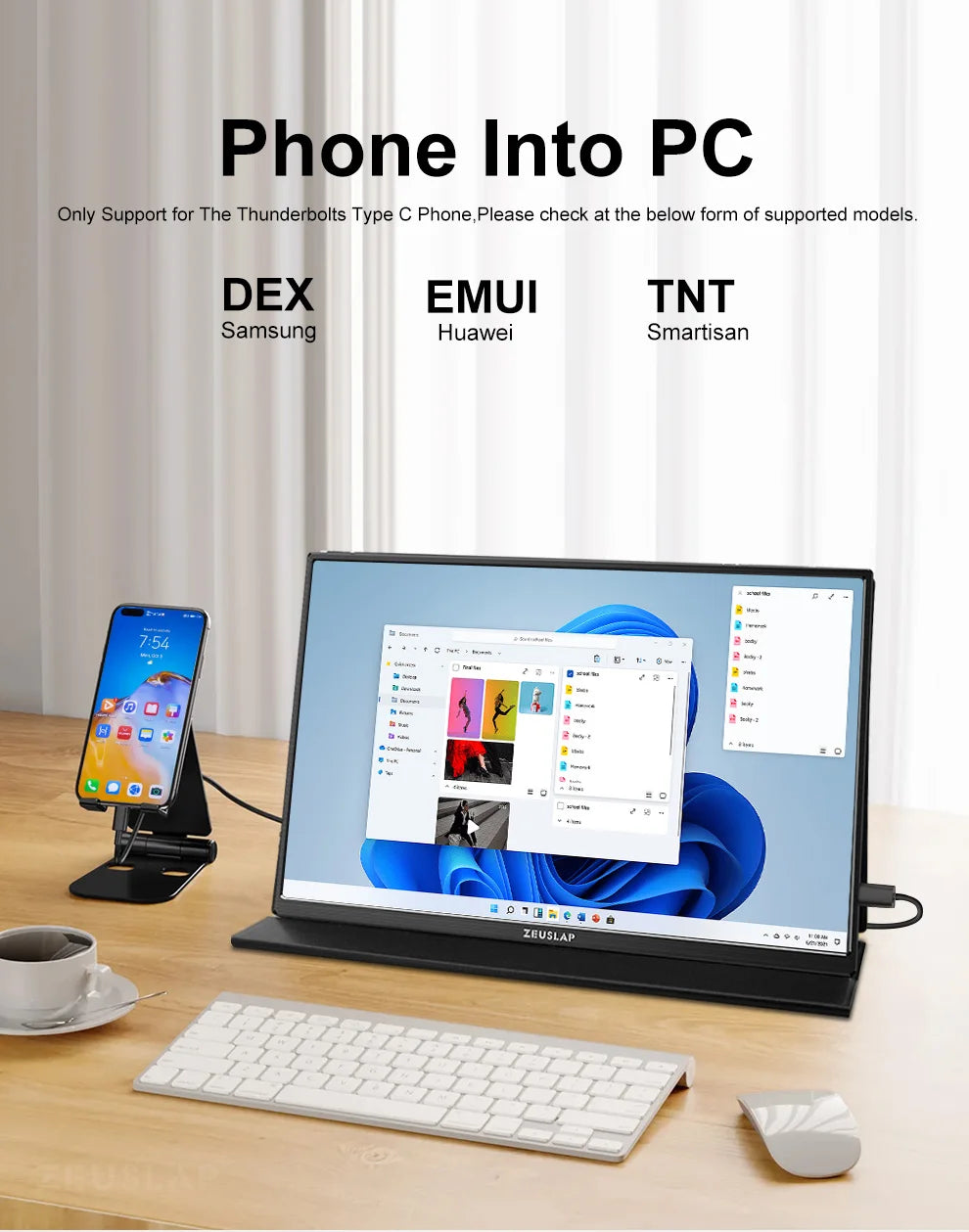 ZEUSLAP 14" Portable Monitor | 1920×1200 WUXGA, 16:10, 100% sRGB, 300 nits