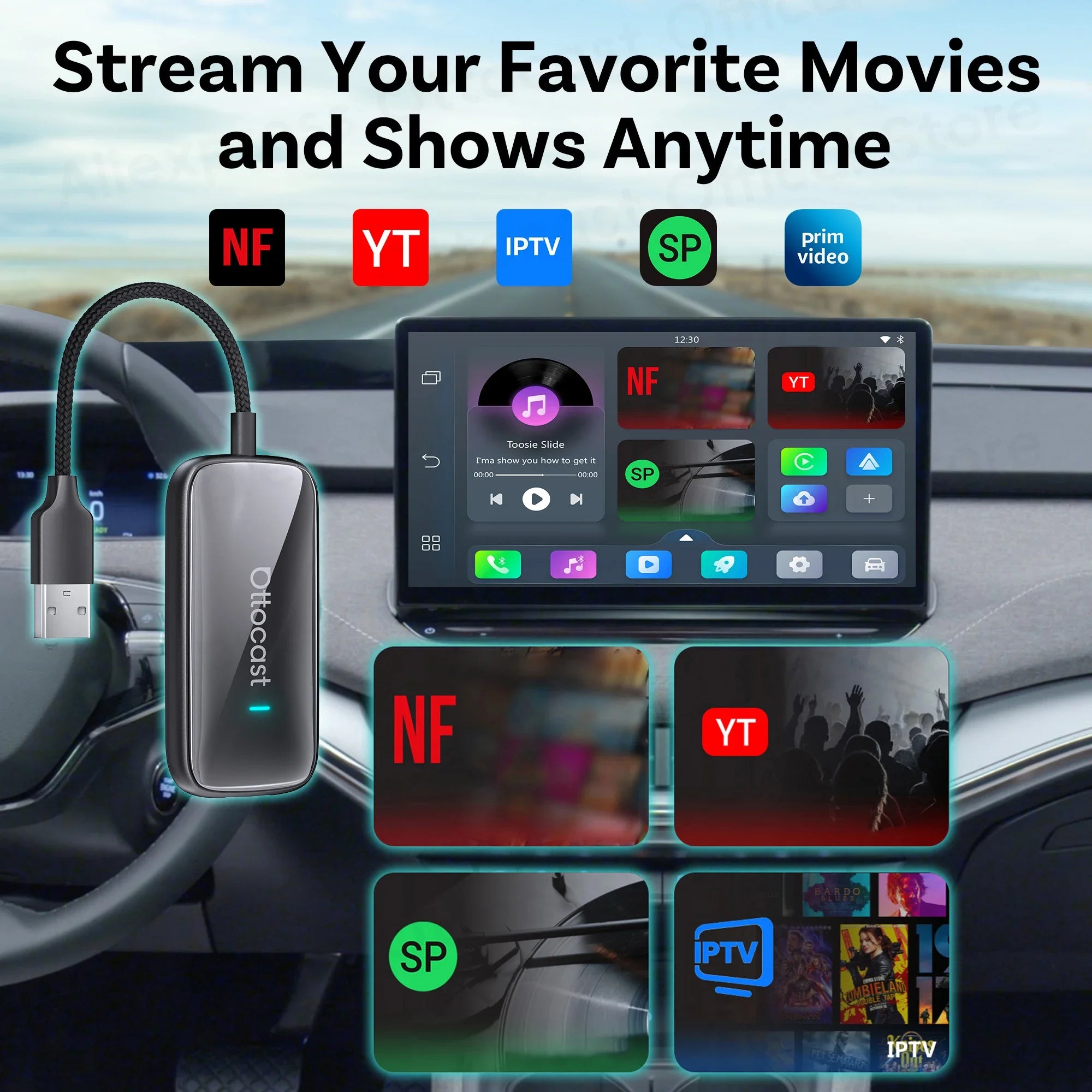 OTTOCAST Play2Video Ultra Wireless CarPlay Video Adapter