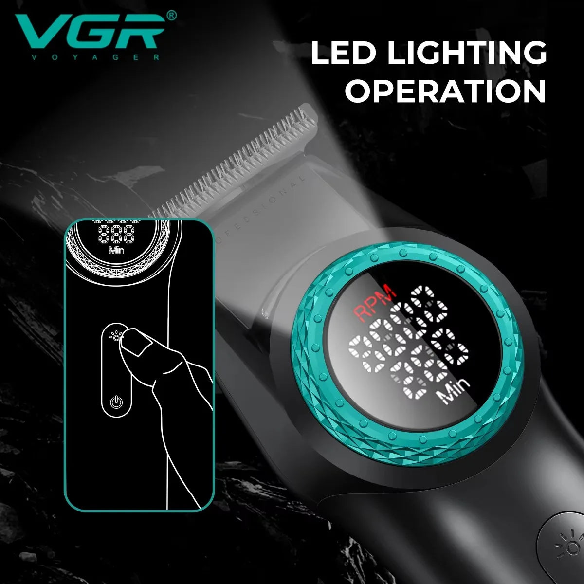 VGR Hair Trimmer Professional Hair Cutting Machine Electric Hair Clipper BLDC Motor Cordless Barber LED Trimmer for Men V-977