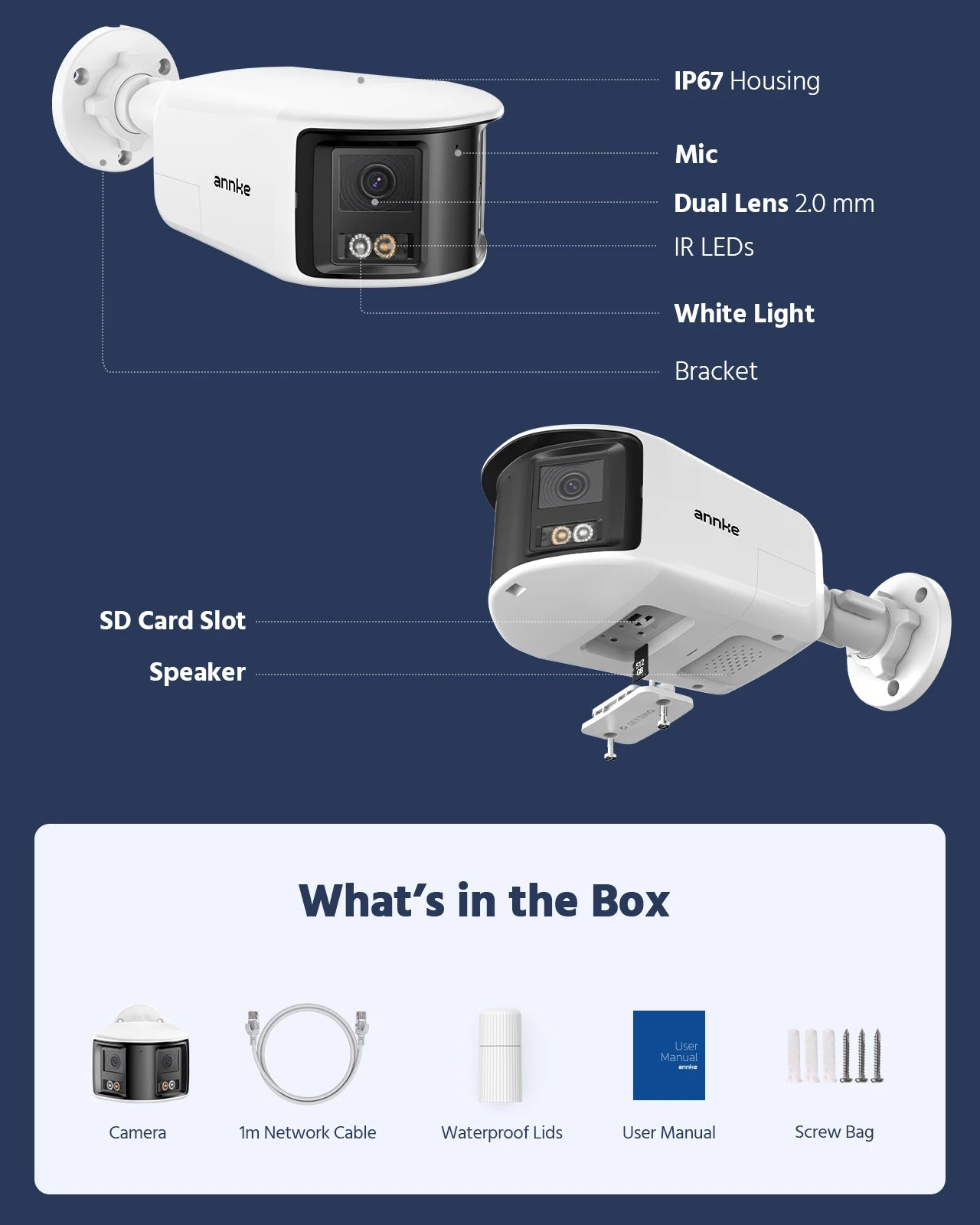 ANNKE 4K 8MP Panoramic Dual‑Lens PoE System | 8CH NVR, 180° View, IR Night Vision, 6MP Cameras