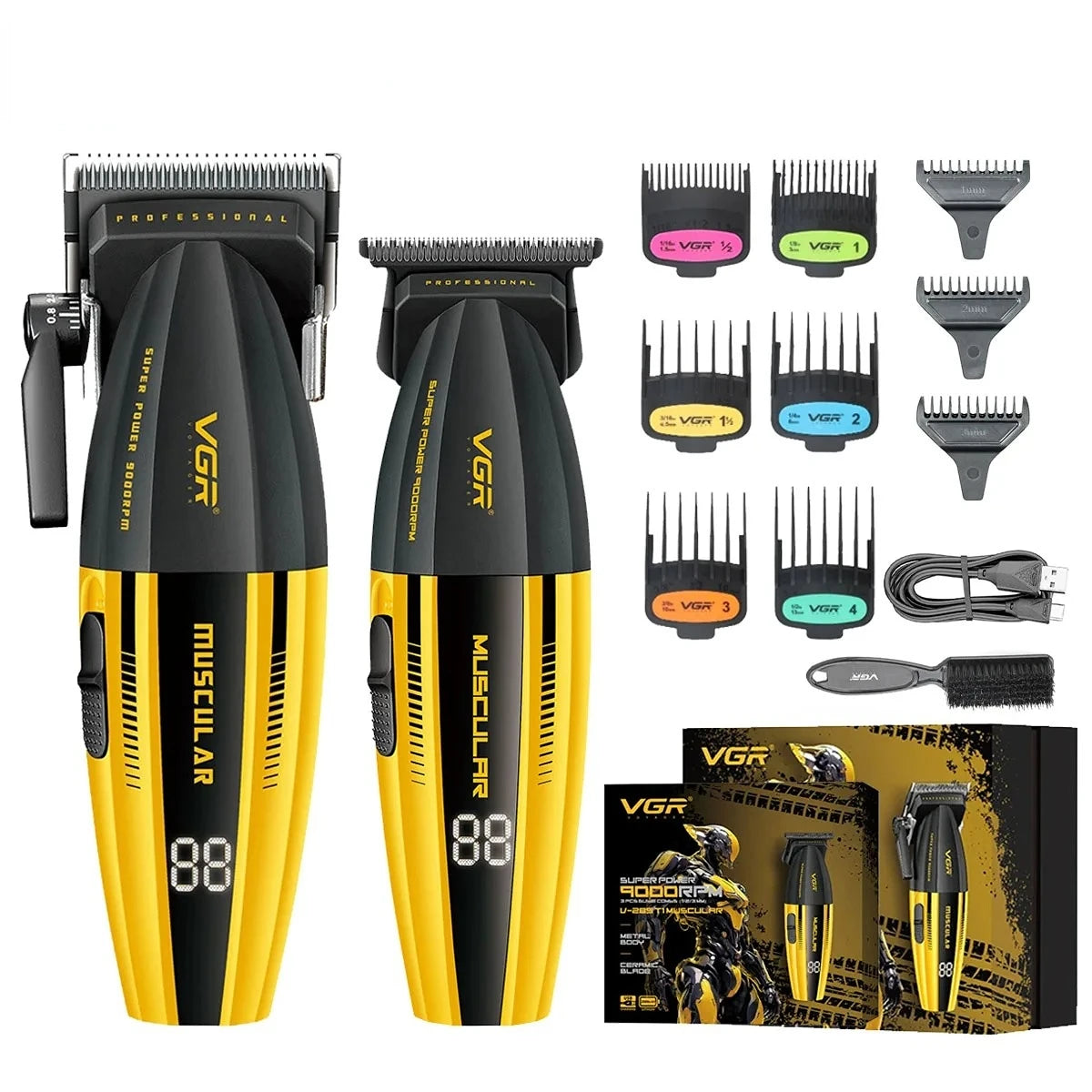 VGR Hair Trimmer Professional Hair Cutting Machine Cordless Hair Clippers Adjustable Barber Rechargeable Trimmer for Men V-285