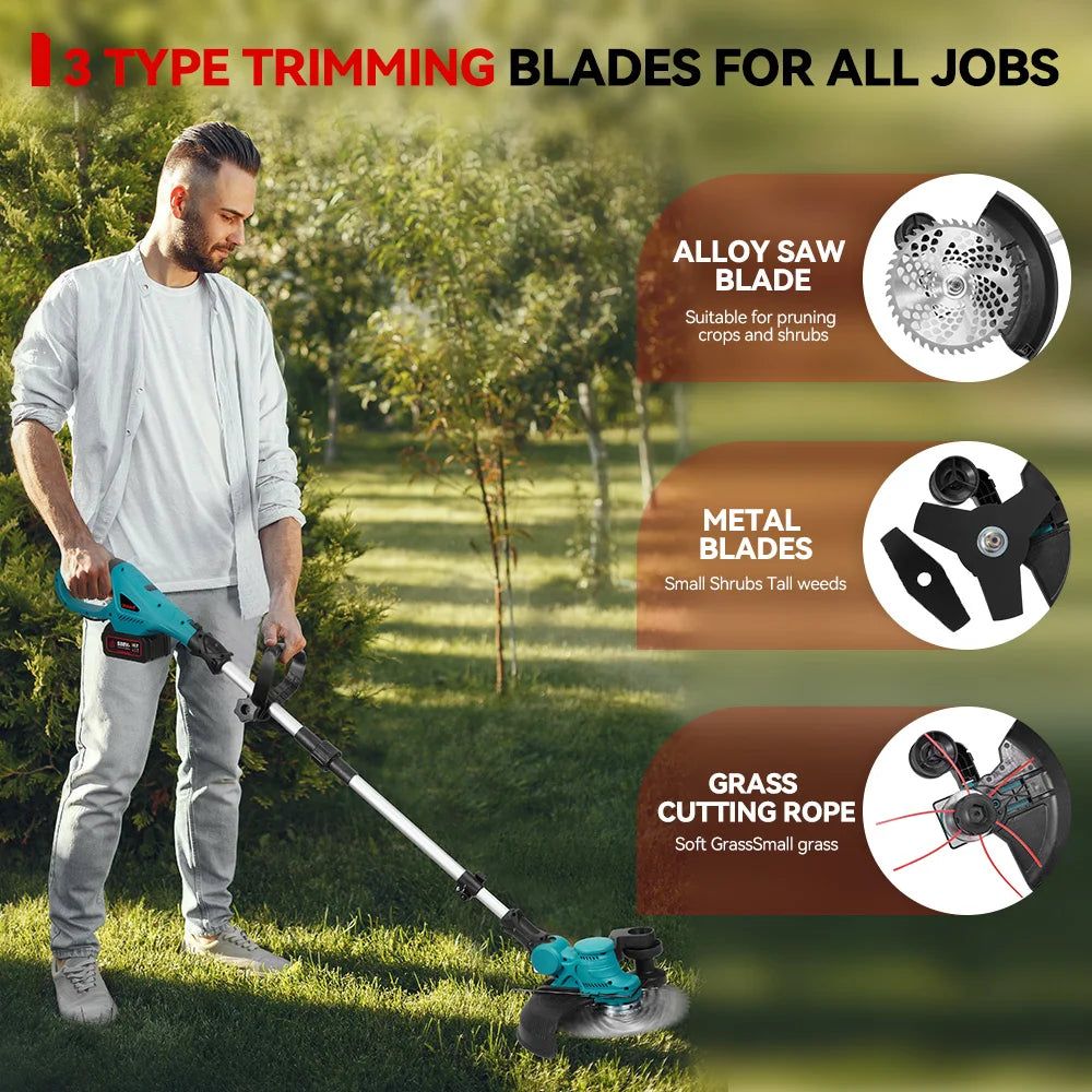 ONEVAN 9" Brushless 4000W 36,000 RPM Cordless Grass Trimmer | Foldable Lawn Mower Cutter