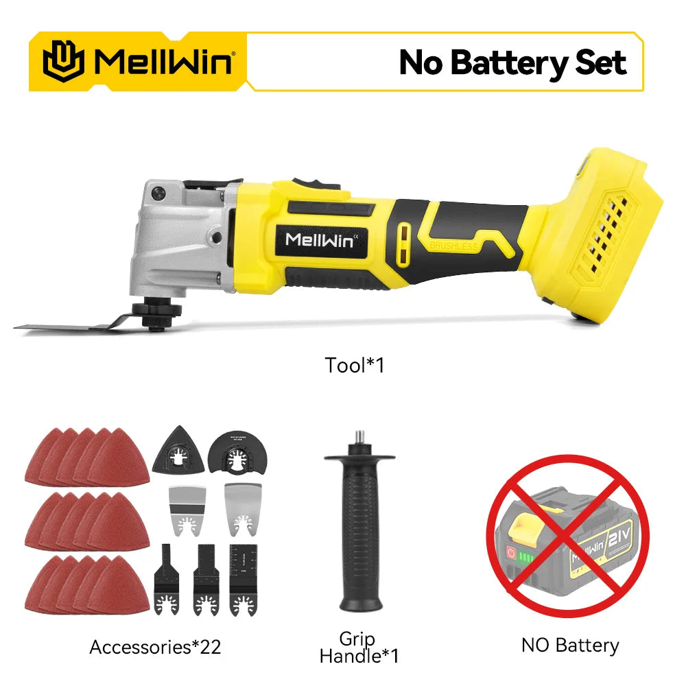 MELLWIN Brushless Oscillating Multi Function Tool Electric Saw Polisher woodworking Cutting Tool For Makita 18V Battery Pin - Limetastore