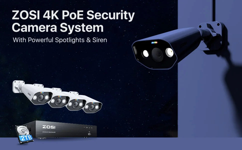 ZOSI 4K 8MP PoE Security Camera System – 8CH NVR Kit with 5MP/8MP Outdoor IP Cameras | AI Human
