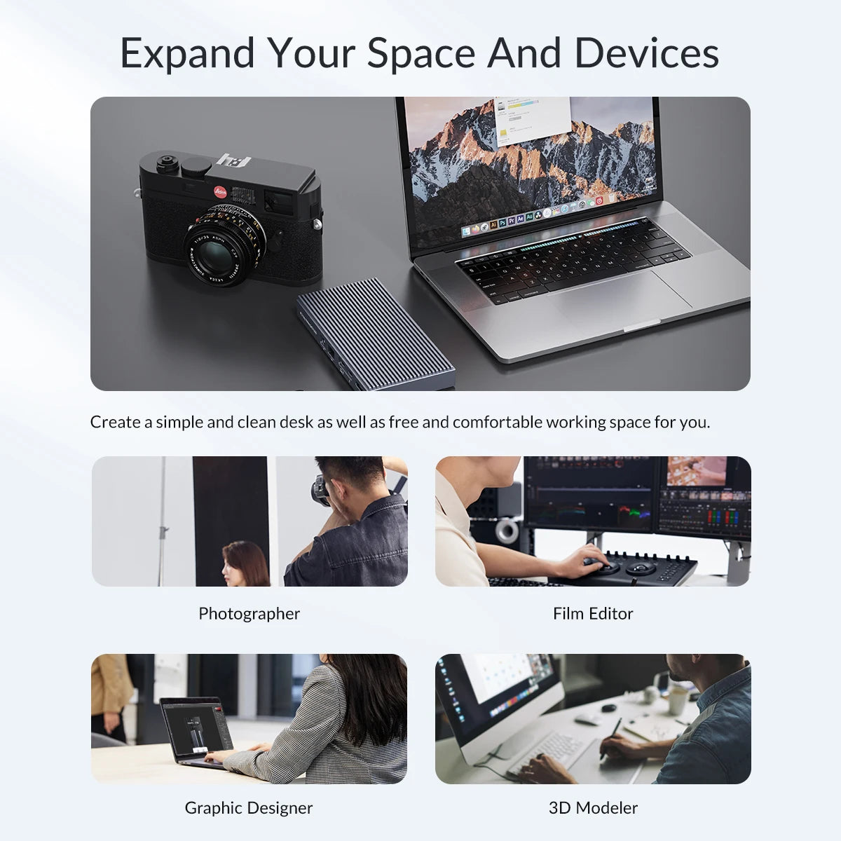 ORICO Thunderbolt 3 M.2 NVMe/NGFF SSD Enclosure Docking Station with 40Gbps USB‑C