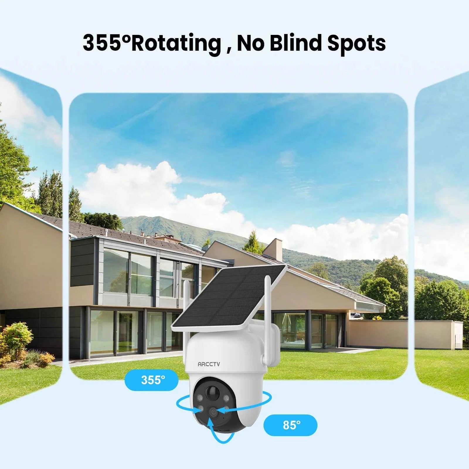 ARCCTV 4MP Wifi Solar Camera Kit Outdoor Wireless Security Surveillance Camera Set Siren Alarm Humanoid Detection Two Way Audio - Limetastore