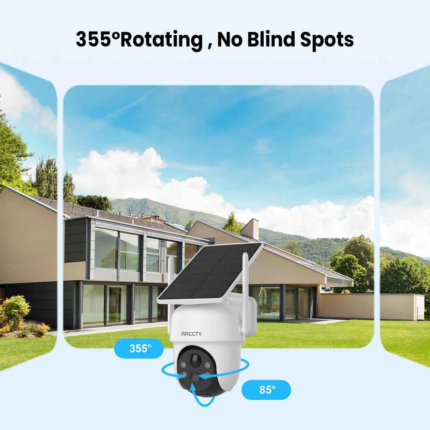 ARCCTV 2K Solar Wifi Camera Kit Outdoor Wireless Security Surveillance Camera Set Siren Alarm Two Way Audio Humanoid Detection - Limetastore