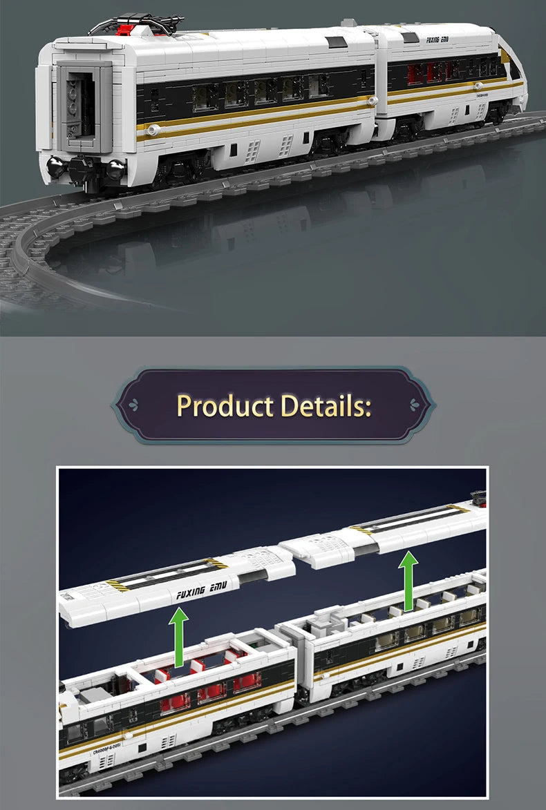 Mould King 12015 RC Fuxing EMU High-Speed Train | Motorized Technical Locomotive Building Block Set - Limetastore