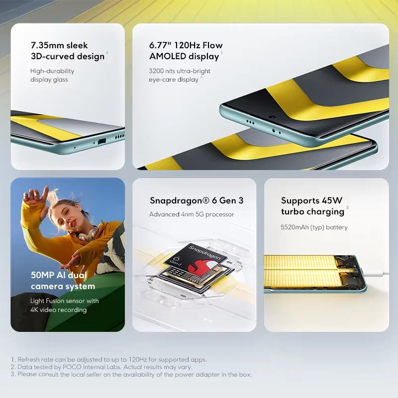 【World Premiere】POCO M8 5G Smartphone Global Version Snapdragon® 6 Gen 3 6.77" 120Hz Display 50MP Camera 5520mAh 45W NFC - Limetastore