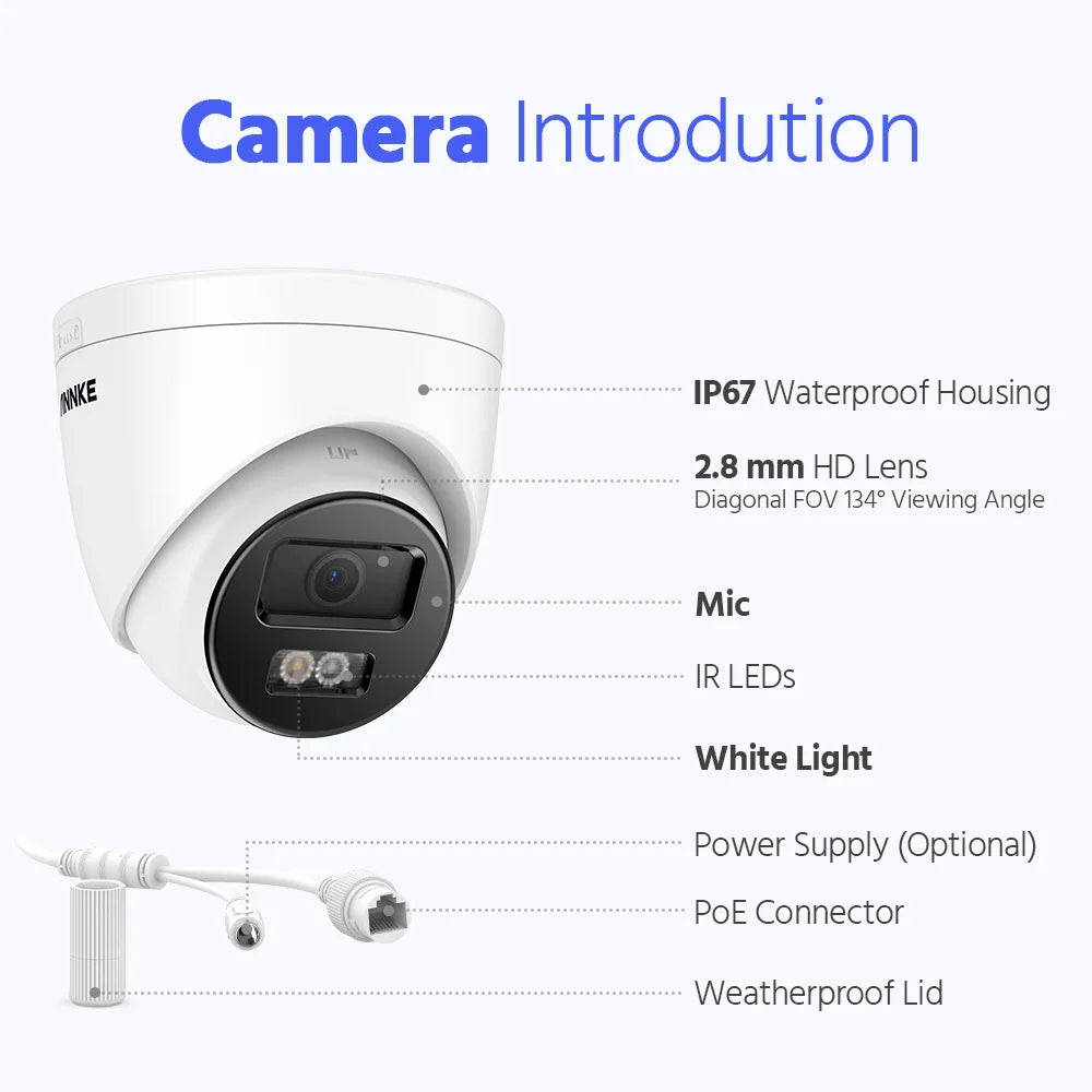ANNKE 12MP 6K PoE Security Camera | Dual‑Light, AI Detection, Audio, IP67