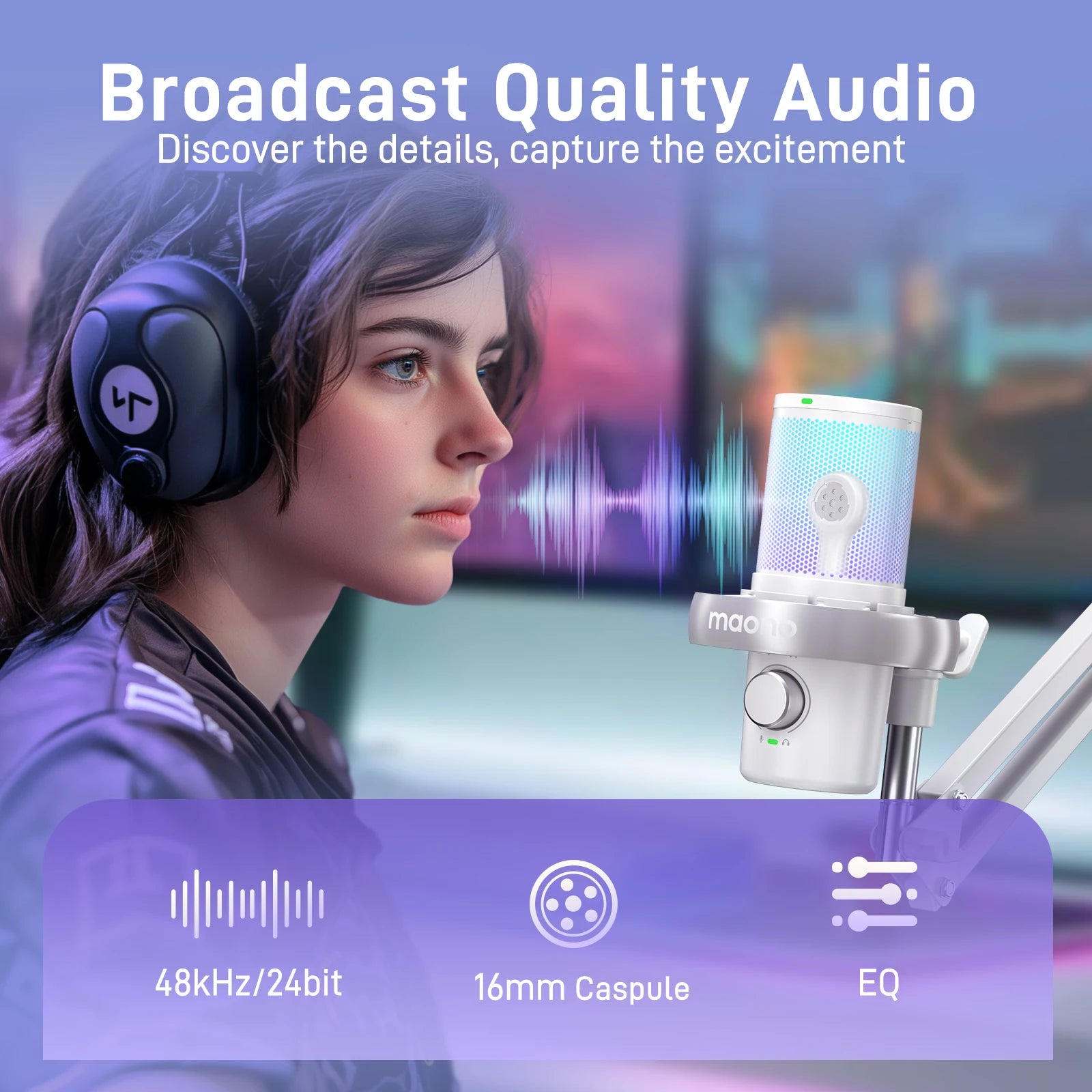 Maono DM40 – Wireless USB Condenser Microphone | AI Voice Changer, Noise Reduction & RGB Mic for Gaming, Streaming & PC Recording