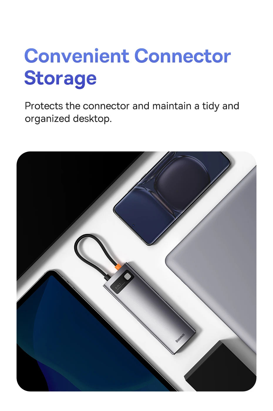 Baseus USB‑C Hub | HDMI 4K, USB 3.1 10Gbps, RJ45 Ethernet, SD/TF Docking Station for MacBook