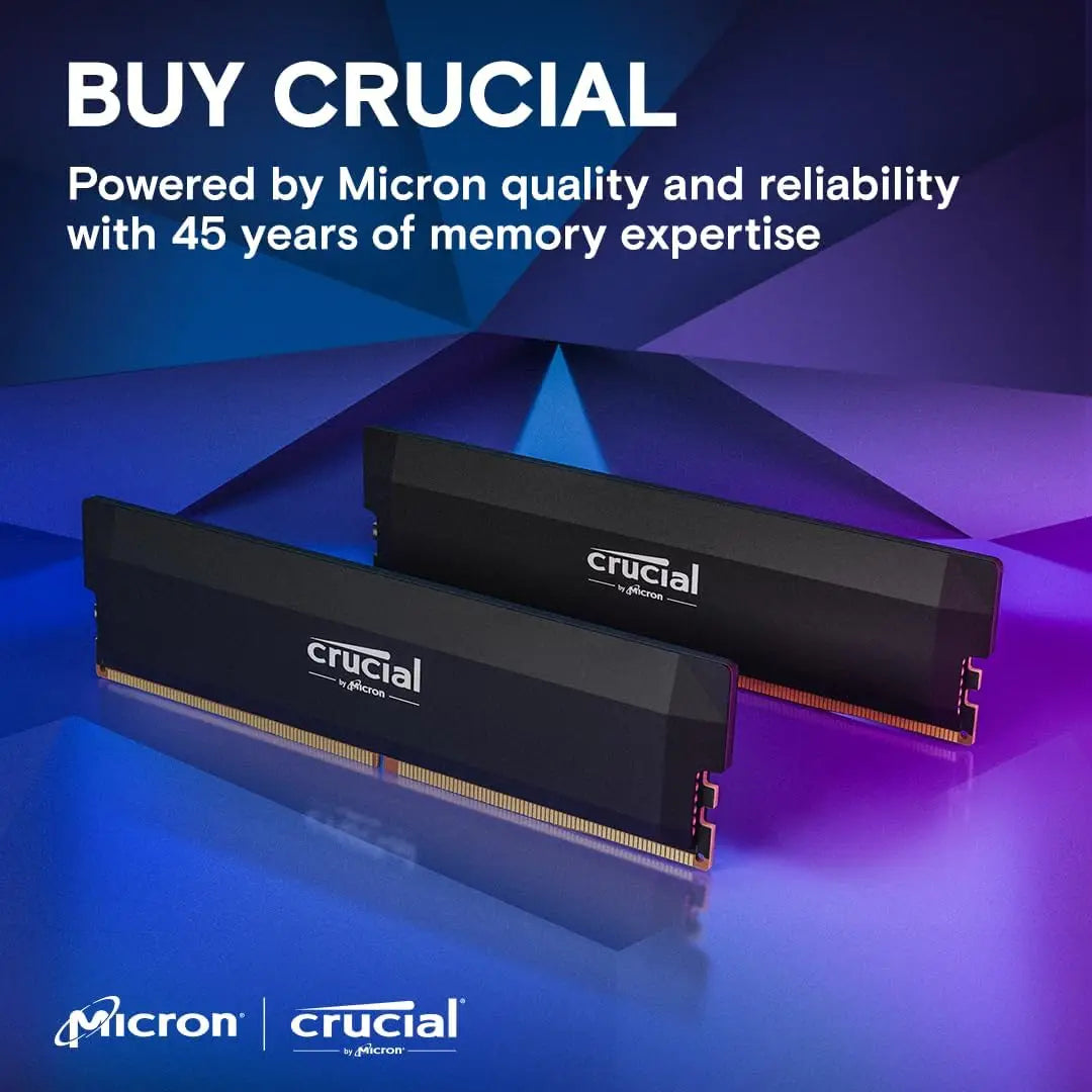 Crucial DDR5 Pro RAM 32GB Kit (2x16GB) Up to 6400MHz – Desktop Gaming Memory