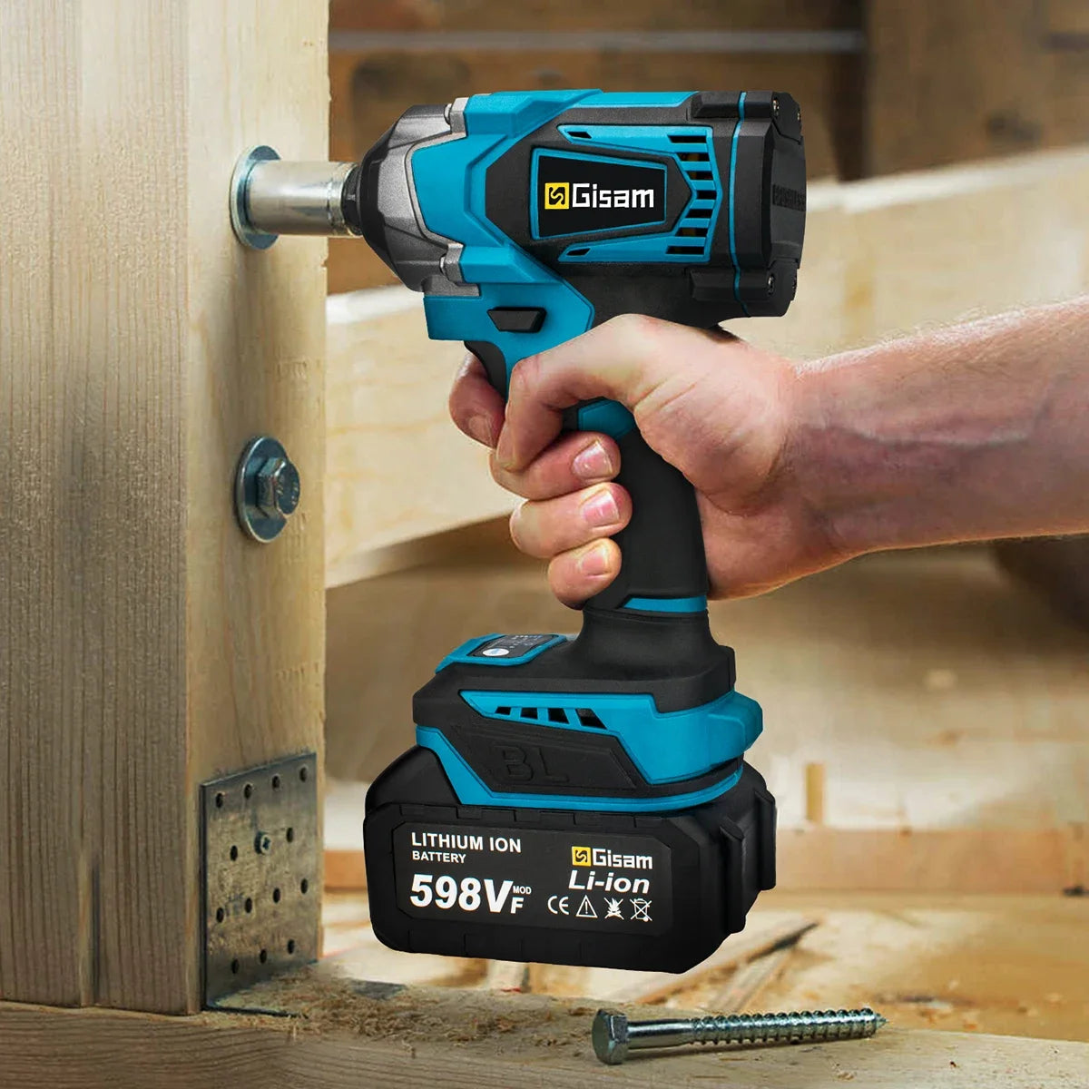 Gisam 1200N.m Brushless Impact Wrench 1/2" for Makita 18V