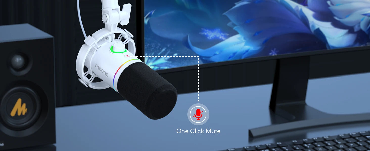 Maono PD200X – RGB Dynamic Gaming Microphone | USB/XLR Dual‑Mode Podcast Mic with Gain Control & One‑Key Mute