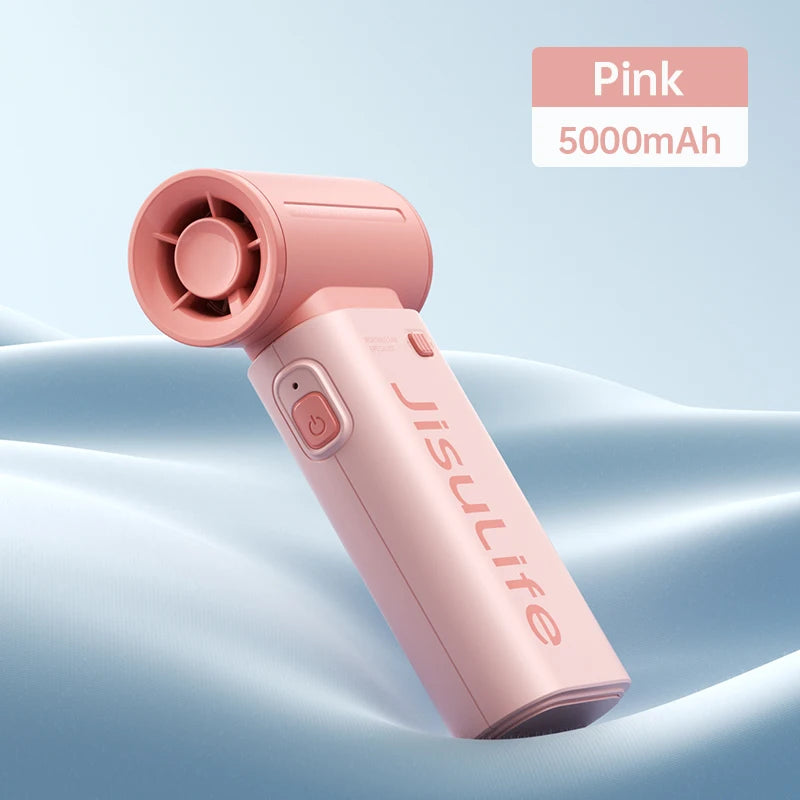 JISULIFE Handheld Turbo Fan – Super Strong Wind Airflow, 5000mAh Battery