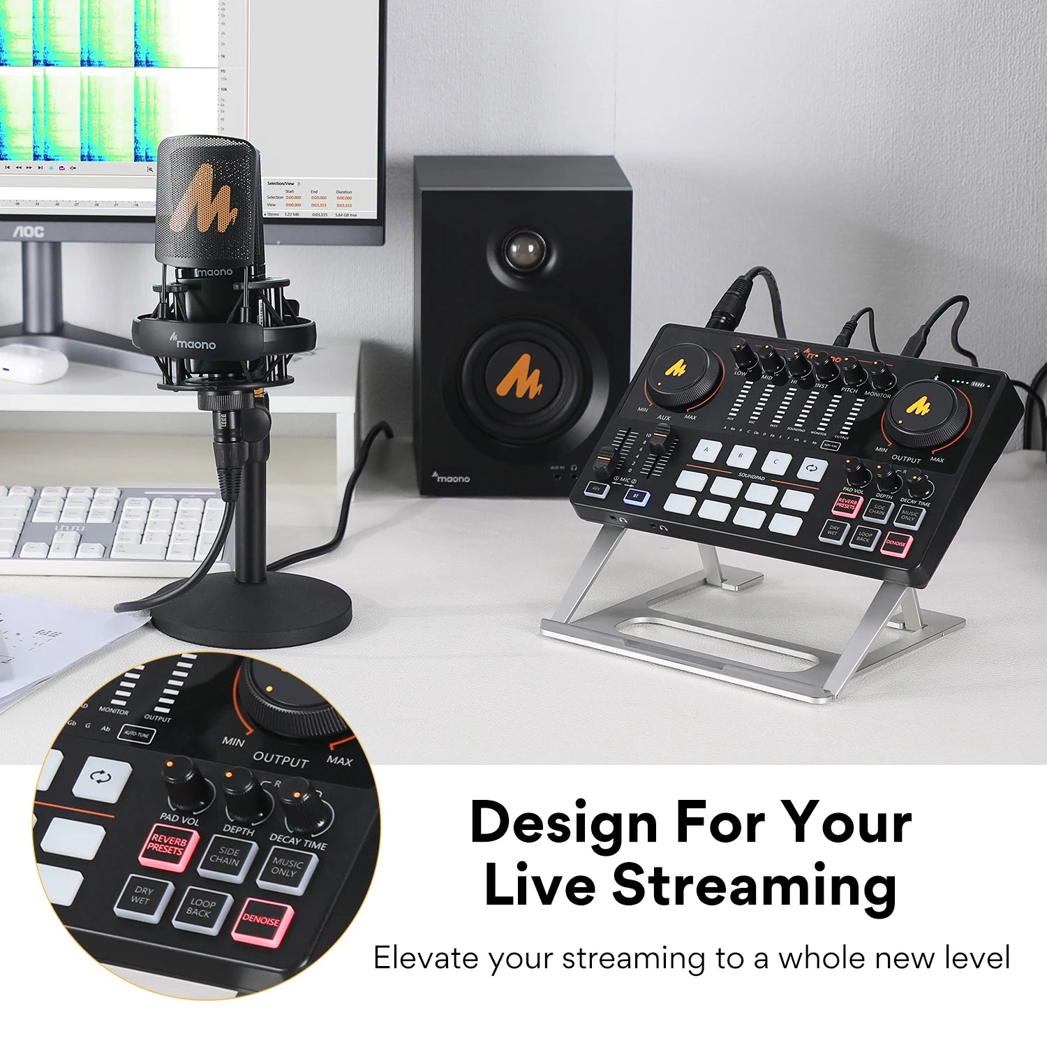 Maono AME2 – All‑in‑One Audio Interface & DJ Mixer | Portable Podcast Studio for Recording, Live Streaming, YouTube, Guitar & PC