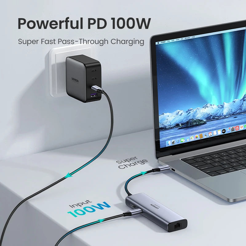 UGREEN 7‑in‑1 USB‑C Hub with 4K60Hz HDMI, SD/TF Card Readers, USB 3.0 5Gbps, PD100W – Multiport