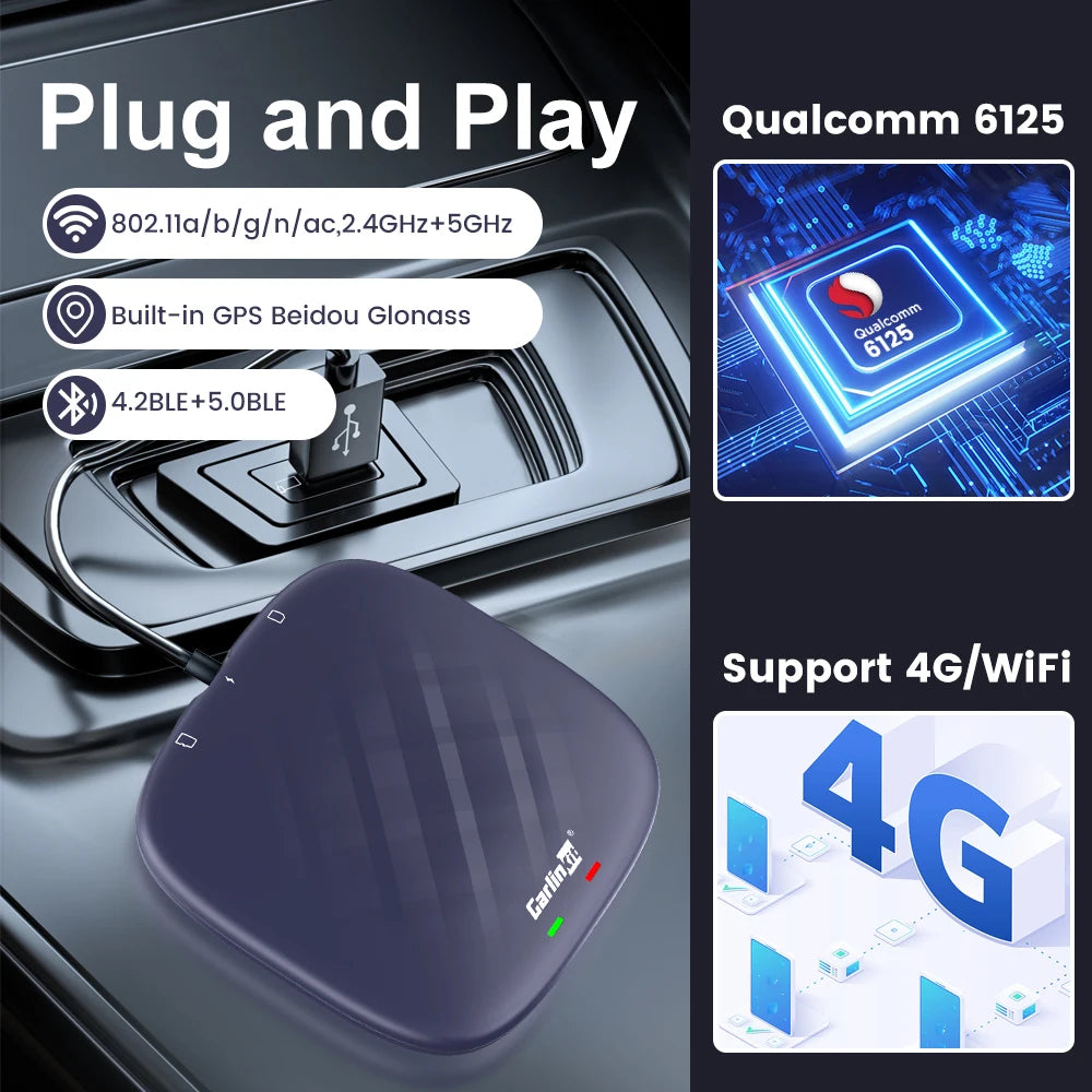 CarlinKit Tbox‑Ultra Android 15 8+128GB Wireless CarPlay AI Box