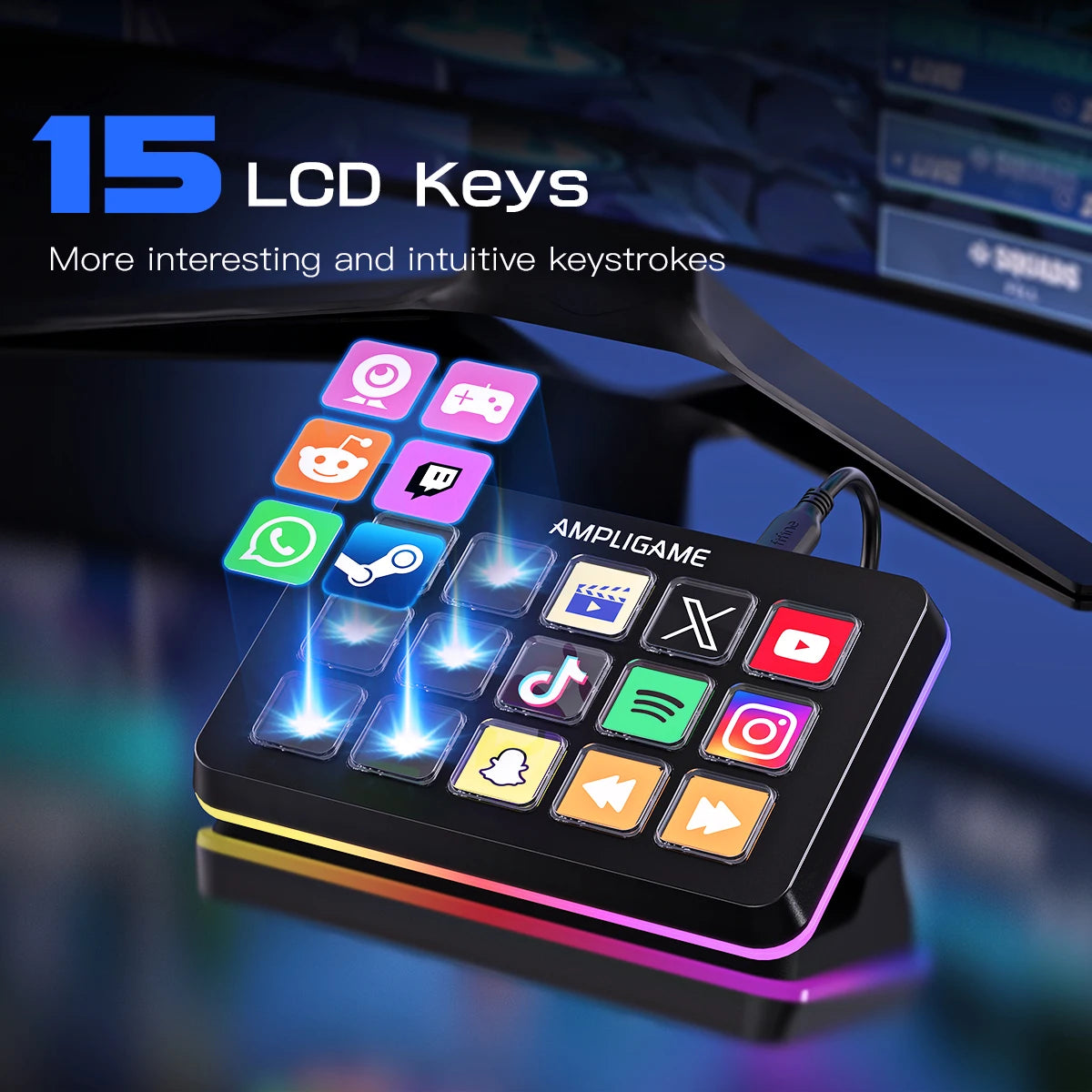 FIFINE D6 Stream Controller | 15 Customizable Macro Keys for OBS & Twitch