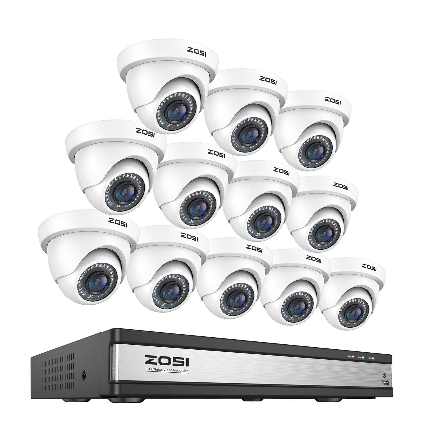 ZOSI 16CH 1080p Wired Security Camera System – H.265+ DVR with Human & Vehicle Detection