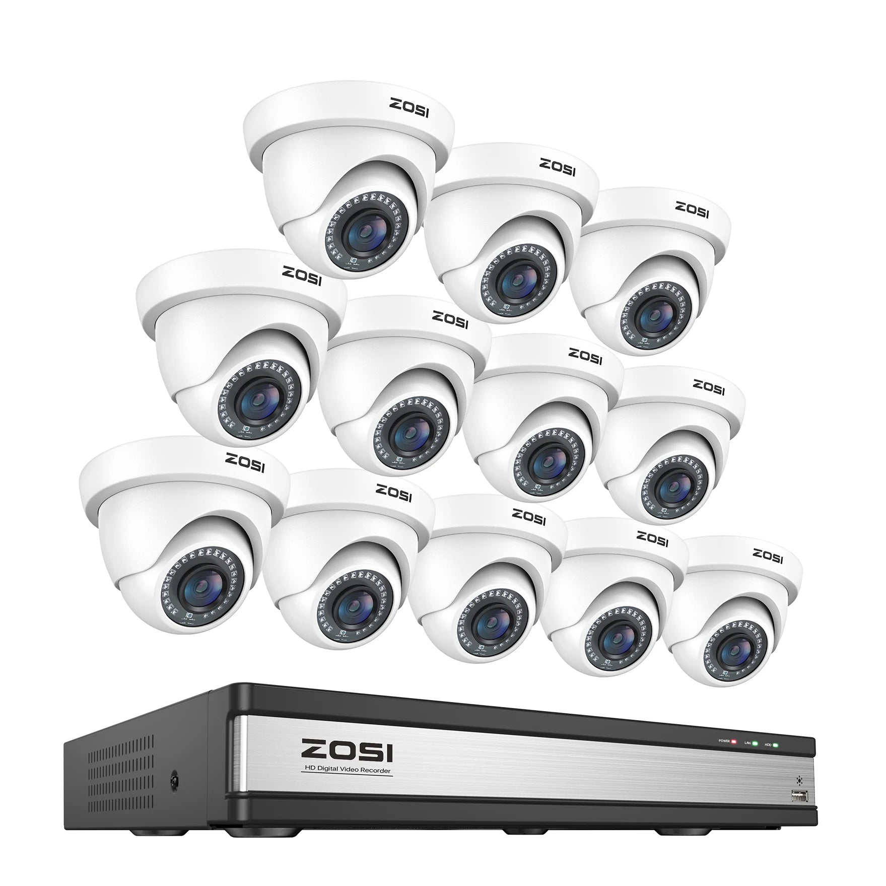 ZOSI 16CH 1080p Wired Security Camera System – H.265+ DVR with Human & Vehicle Detection